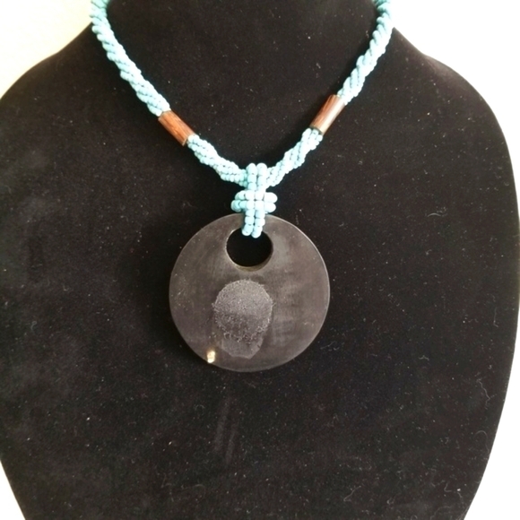 Faux Beaded Turquoise Rope Necklace 18" - Picture 6 of 7